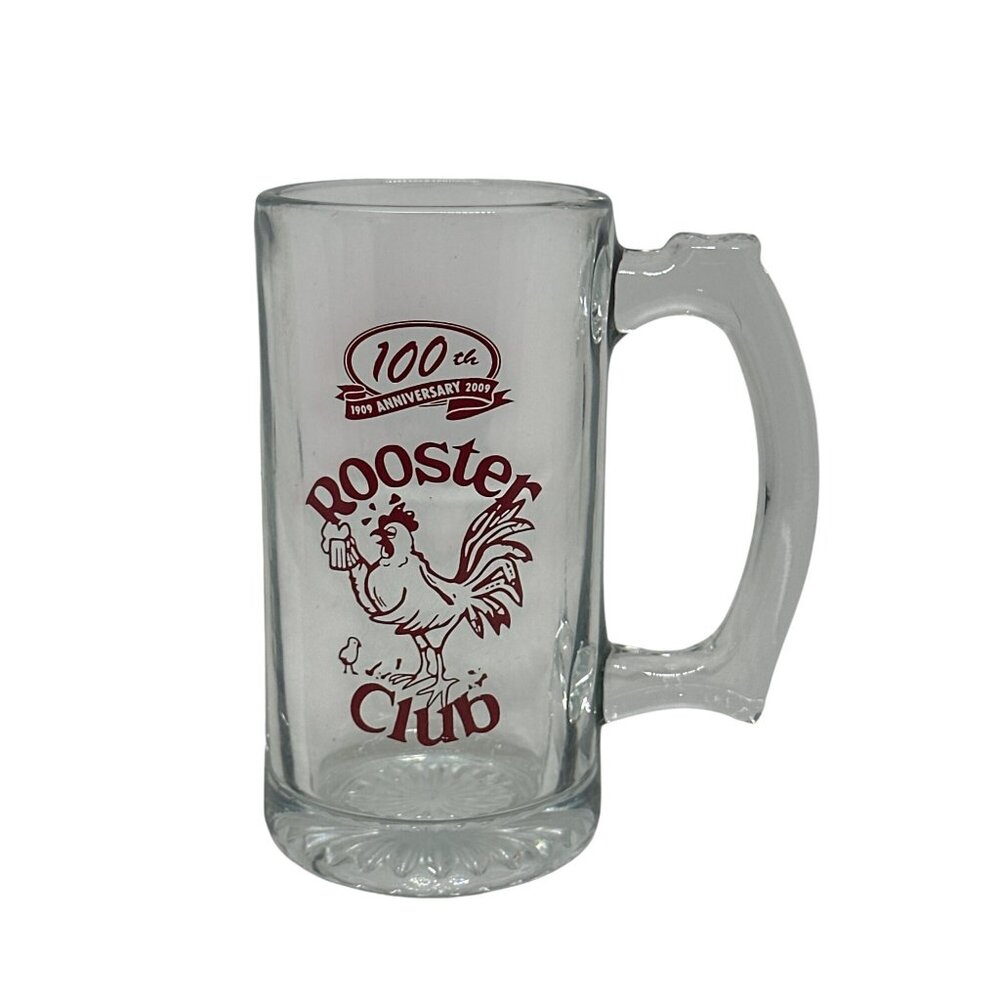 100th Anniversary Rooster Club Saloon Beer Mug Stein‎ Glass 1909–2009 5.5"